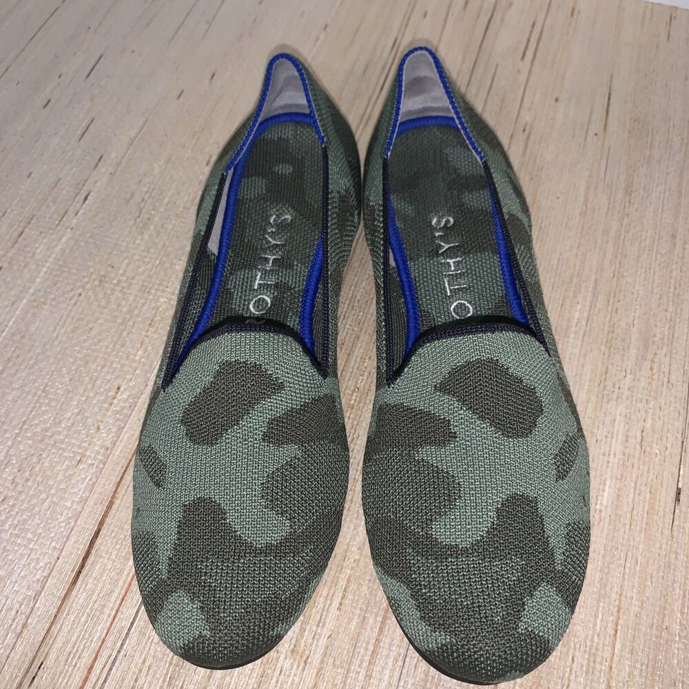 Rothy's The Loafer Women’s Size US 7 Olive Camo Textile Slip On Flat Shoe